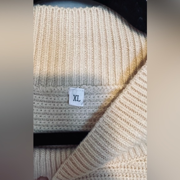 NWOT Mock Neck Ribbed Knit Lantern Sleeve Sweater, Size XL (16/18), Beige - Picture 2 of 8